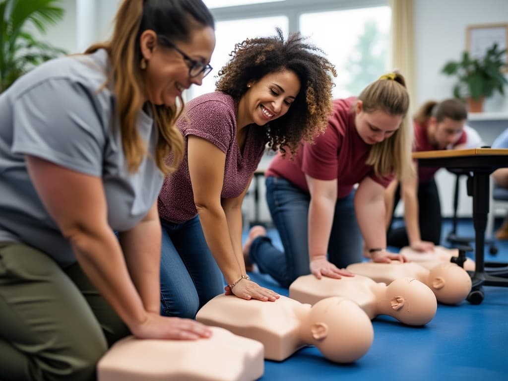 Medical professional demonstrating infant CPR on training mannequin
